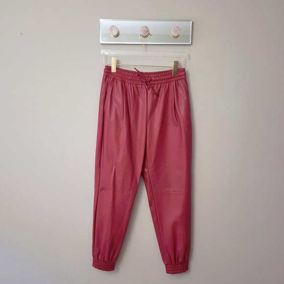 NWOT Zara burgundy red faux leather jogger inspired pants, S - Picture 5 of 6
